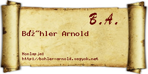 Böhler Arnold névjegykártya